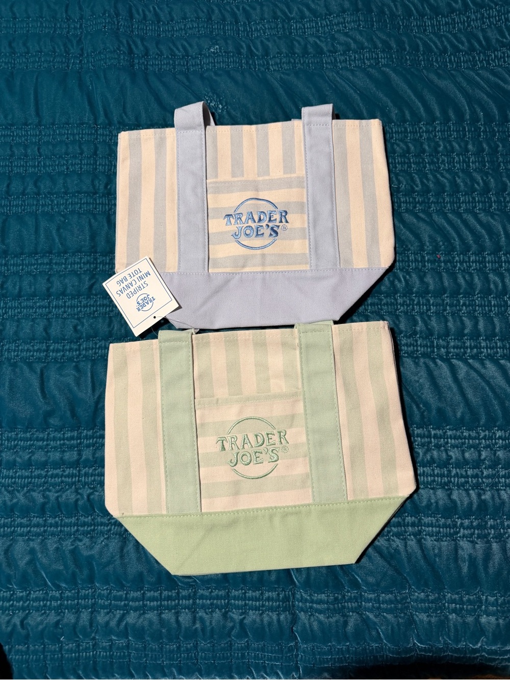Trader Joe’s Mini Tote Bag - Pastel Blue and Pastel Green